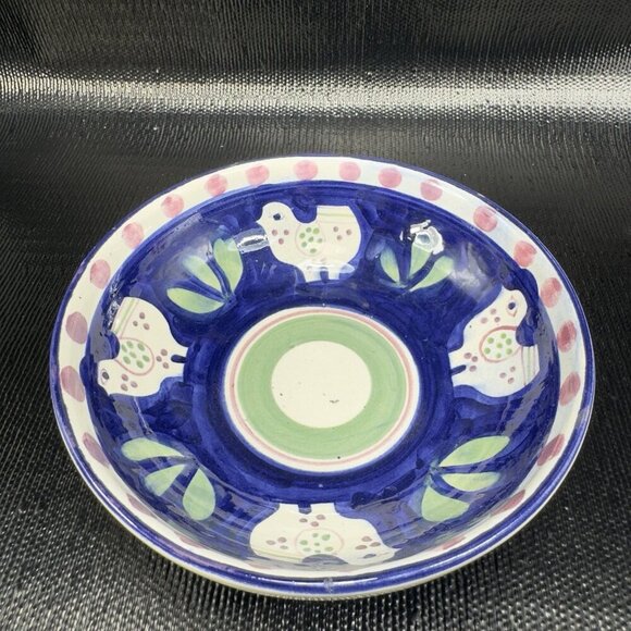 Necesito Mexico Hand Painted Bird Mexican Pottery Round Dish Bowl Artist Signed - Picture 13 of 14